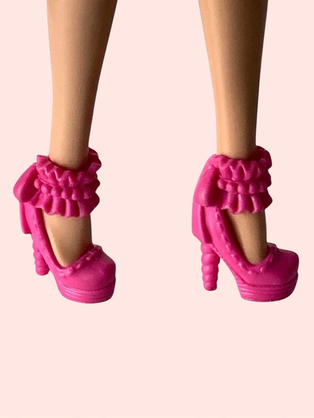 Mattel Barbie Doll Bright Pink Ruffle Ankle Strap Doll Heels